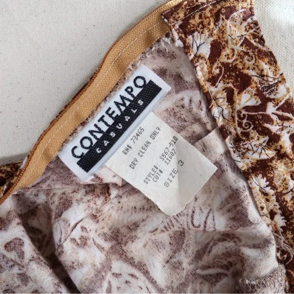 Vintage Contempo Casuals Brown and Ochre Print Set Tank Top & Wrap Skort - Picture 14 of 17